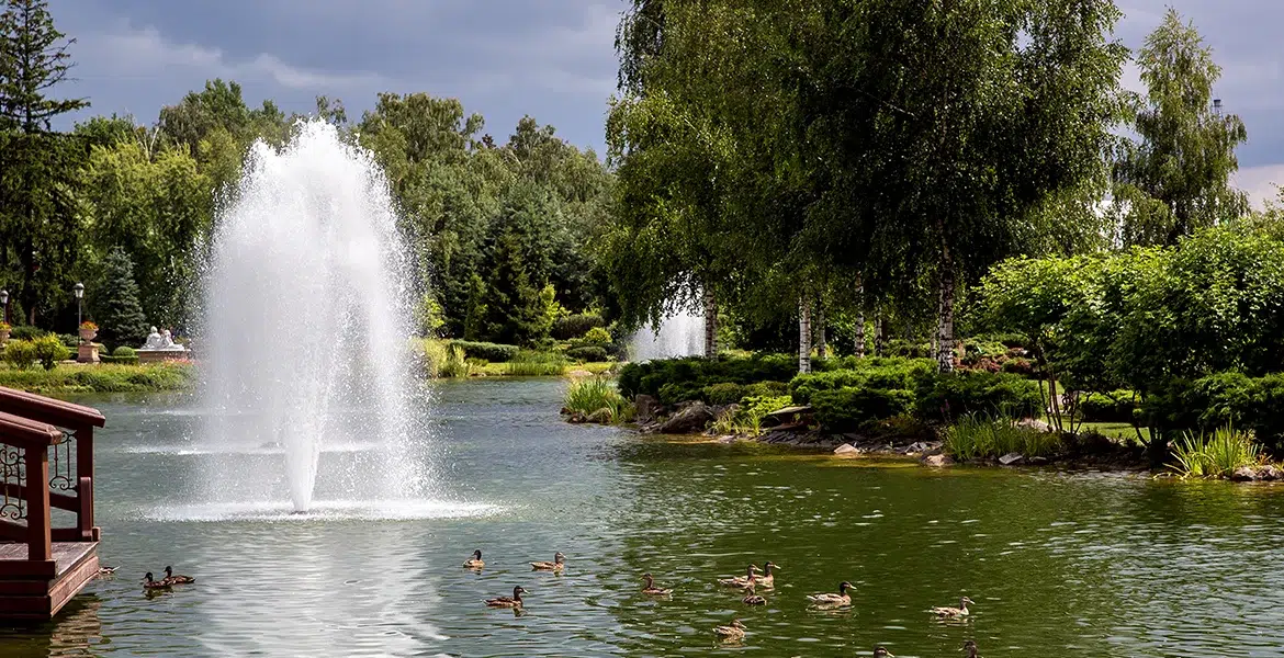 Pond Maintenance With a Floating Pond Fountain - Air-O-Lator - Pond Aeration & Maintenance Products